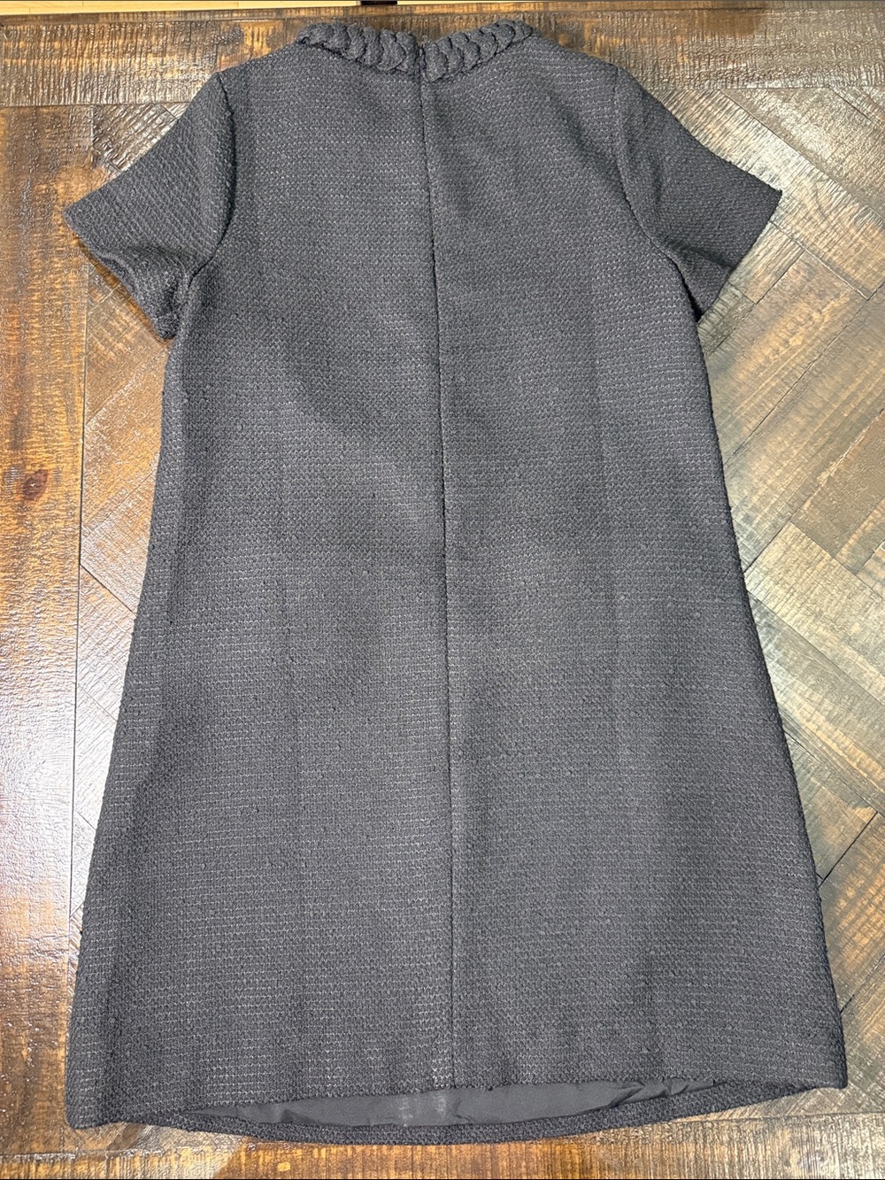 Tuckernuck Jackie Black Tweed Shift Dress Gold Buttons Size S - Picture 10 of 11